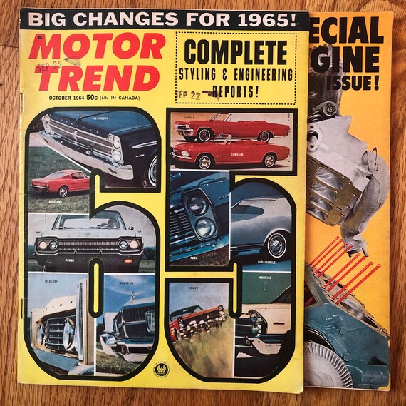 1964 Motor Trend Magazine 2 Issues October December Vintage Etsy