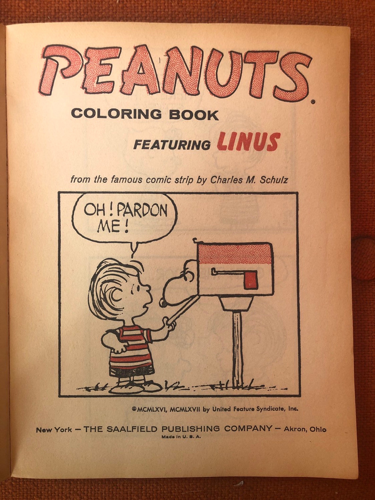 Vintage Peanuts Coloring Book Featuring Linus Charles Schulz - Etsy