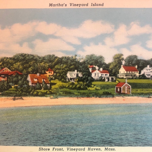 Marthas Vineyard Island Shore Front Vineyard Haven MA Chrome Postcard Unposted