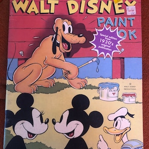 1937 A Walt Disney Paint Book coloring book Mickey Mouse Donald Duck unused