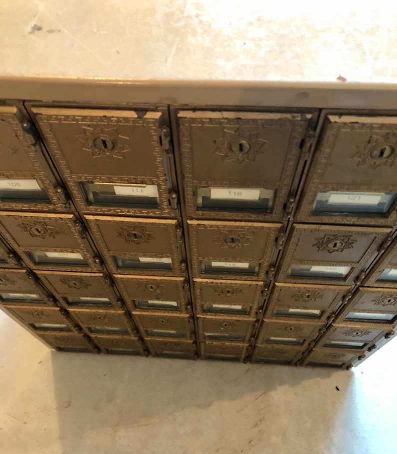 Antique Vintage Metal Post Office Box Apartment Mailbox slots Etsy
