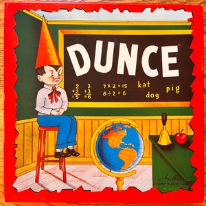 Dunce Hat Math Visualization 1955 Dunce Game Board Schaper Toy Complete - Etsy