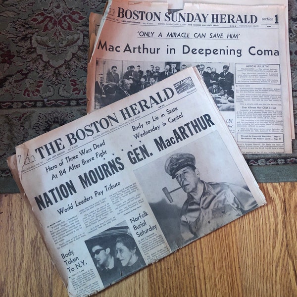 Boston Herald April 5 April 6 1964 Newspaper MacArthur