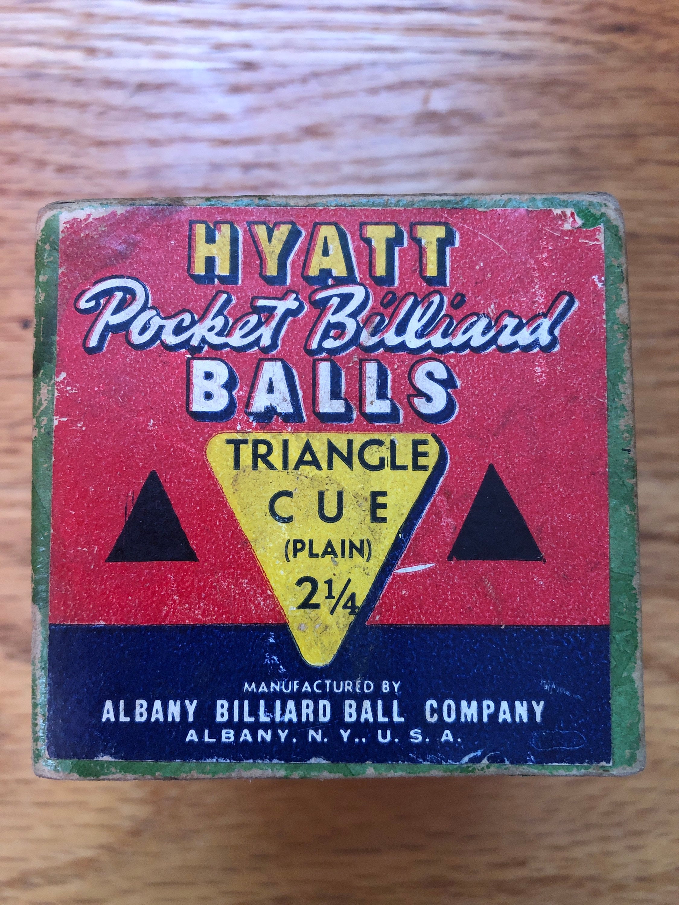 Vintage Hyatt Pocket Triangle Cue Ball 2 1/4 BOX ONLY Albany ...