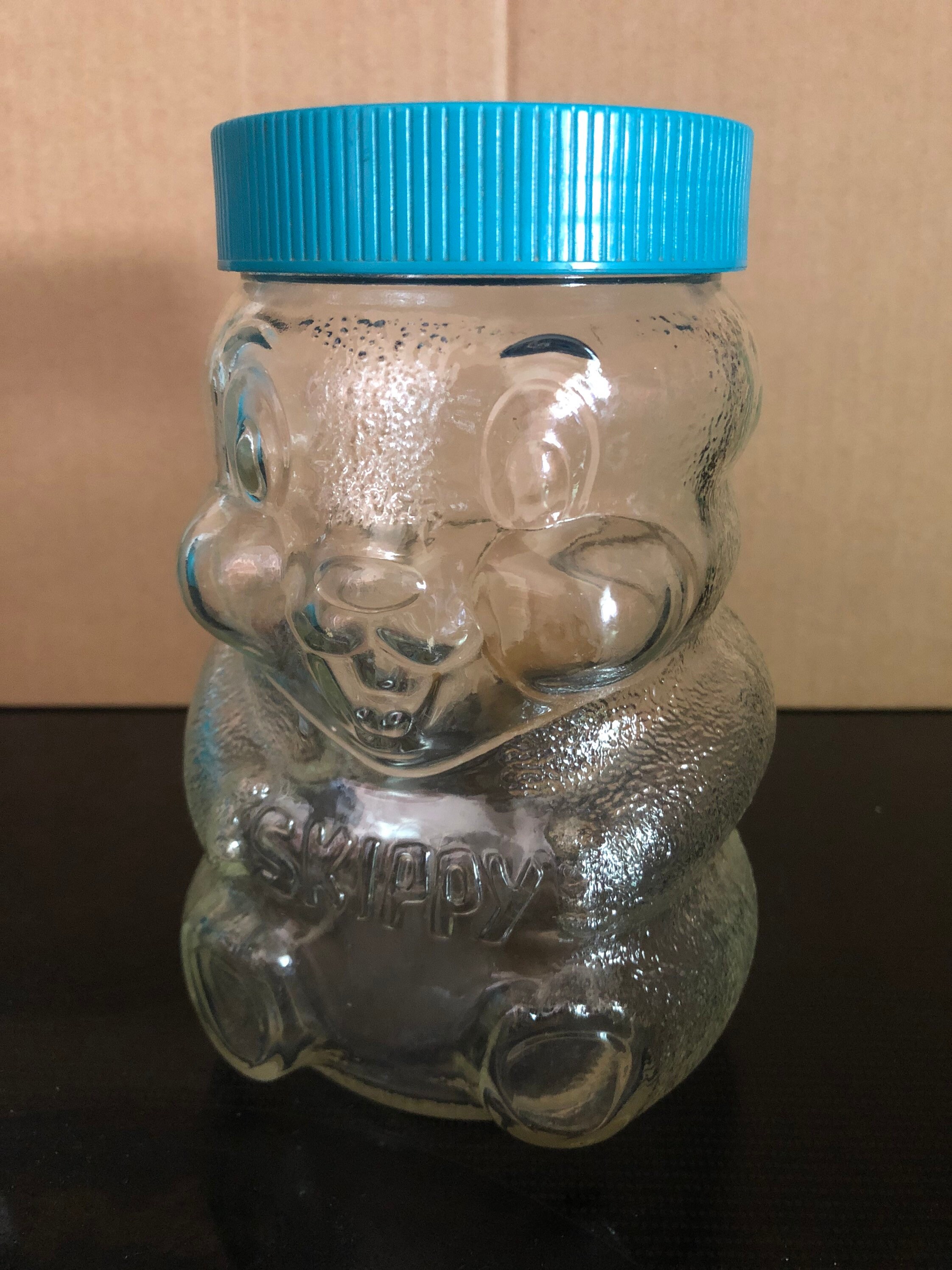 Vintage 1990 Skippy Peanut Butter Beaver Glass Jar Bank ...