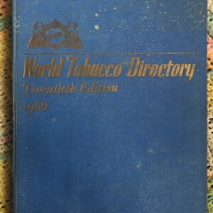 tobacco directory World Tobacco Directory Twentieth Edition 1969