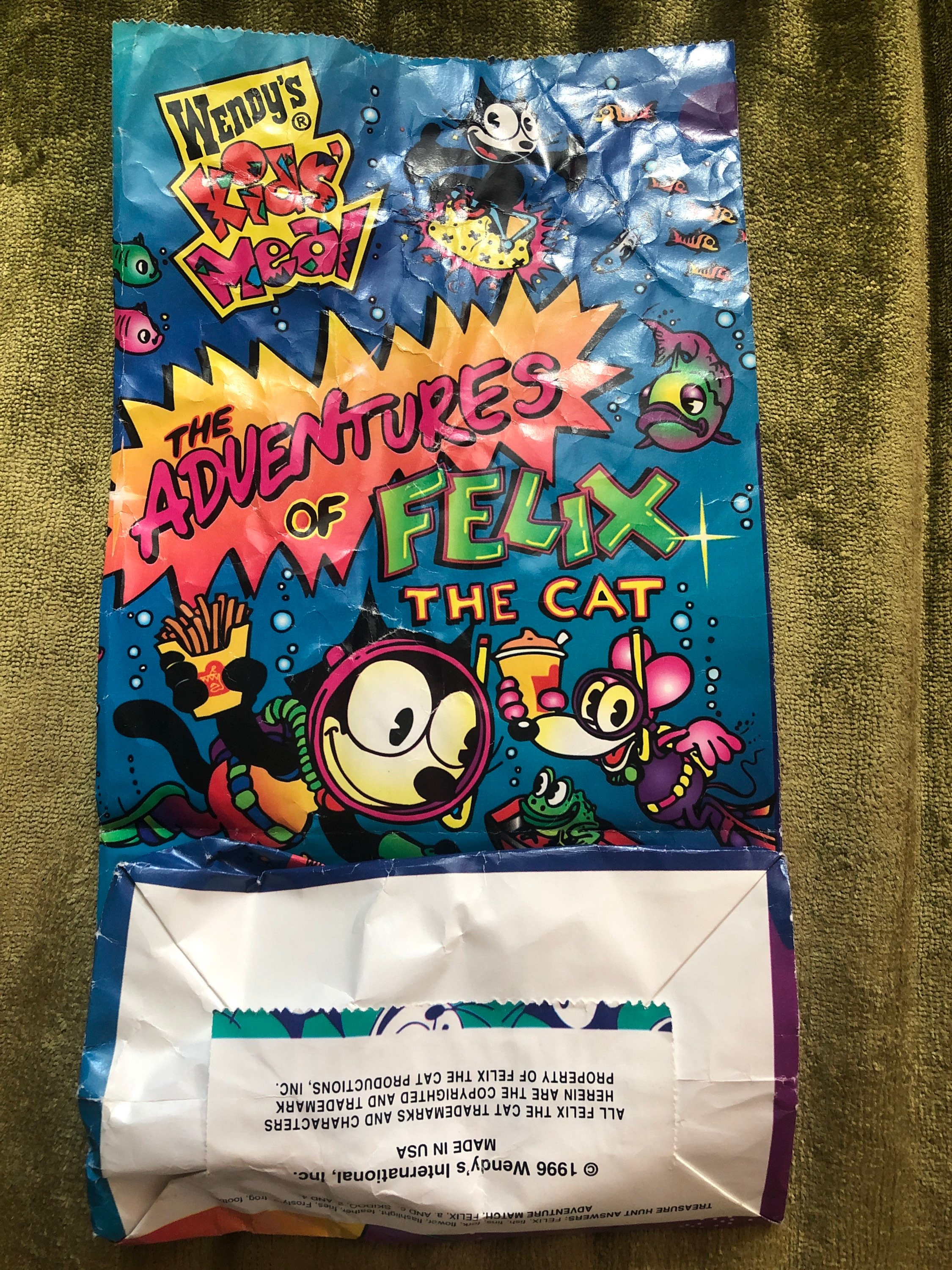 1996 Wendy's Felix the Cat Kid's Meal Bags 2 - Etsy