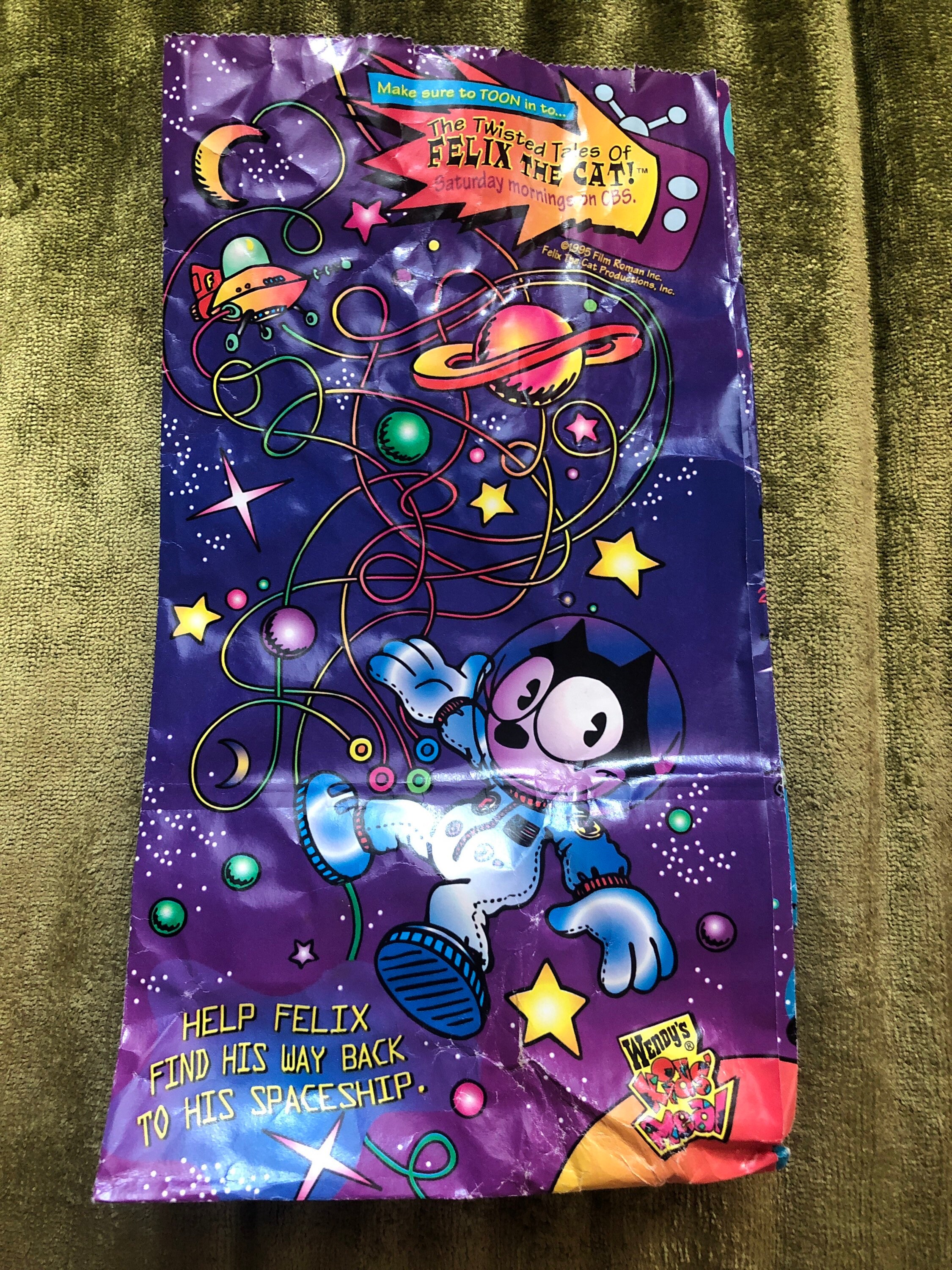 1996 Wendy's Felix the Cat Kid's Meal Bags 2 - Etsy