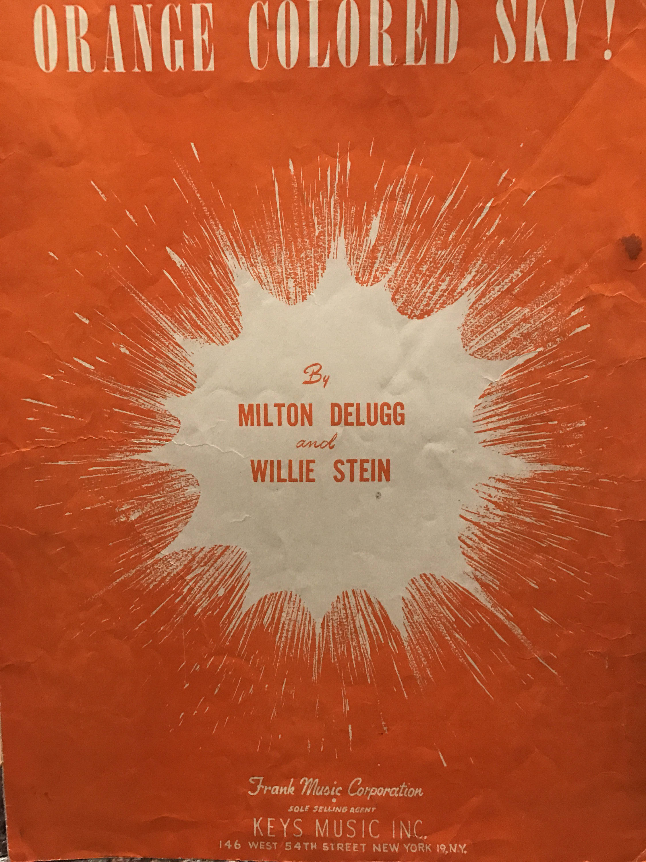 Orange Colored Sky Milton Delugg Willie Stein sheet music Etsy