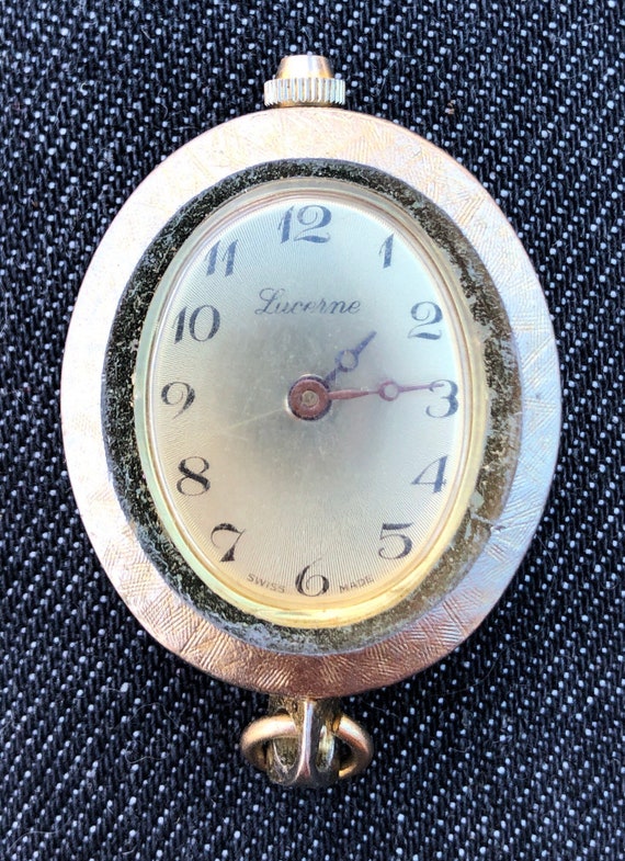 lucerne | Jewelry | Vintage Lucerne Swiss Made Watch Pendant Necklace Slide  Gold | Poshmark