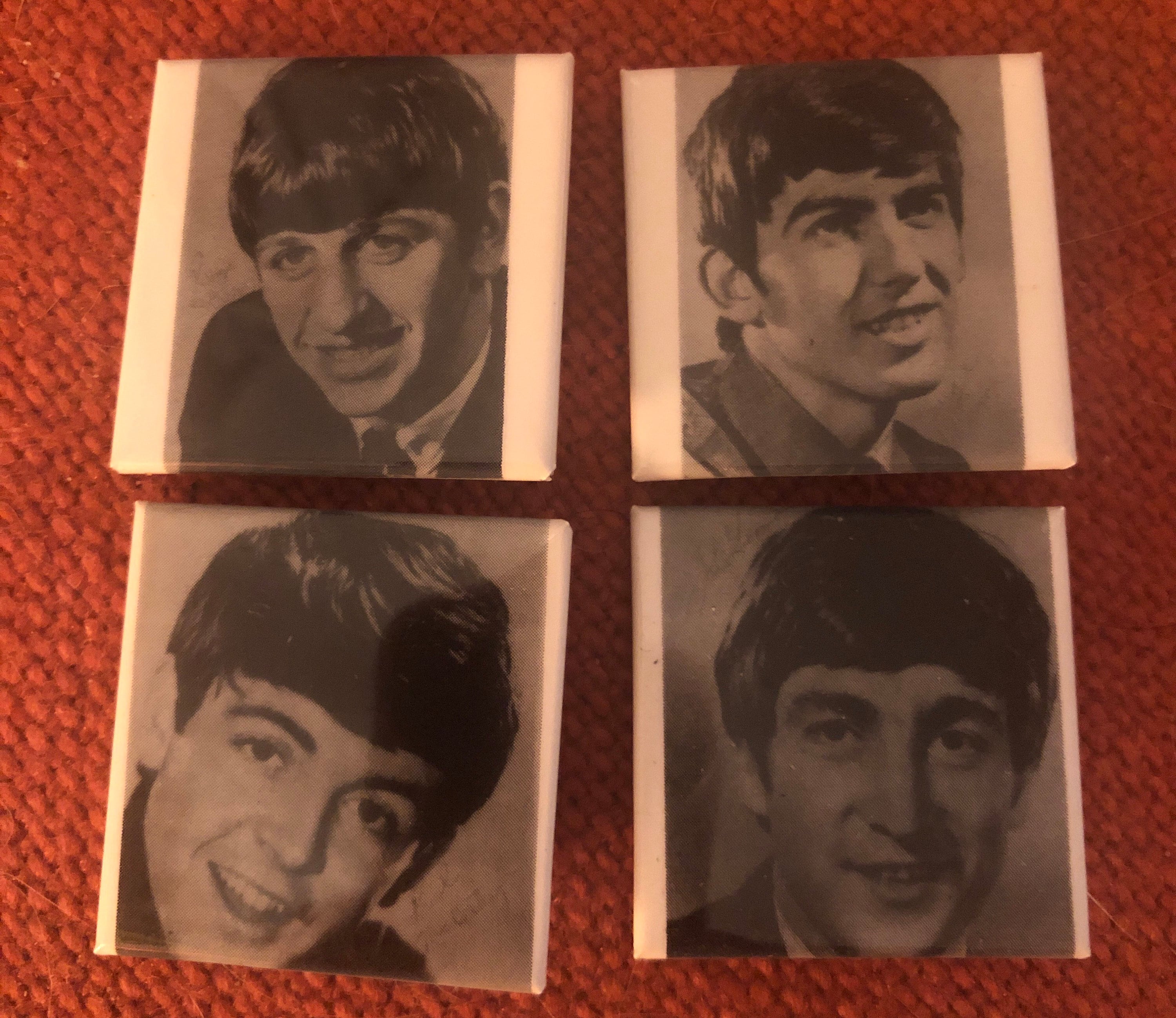 新品 大人気商品  1 - 4 of Set Vintage 1/2”beatles Pins Individual Square ミュージシャン