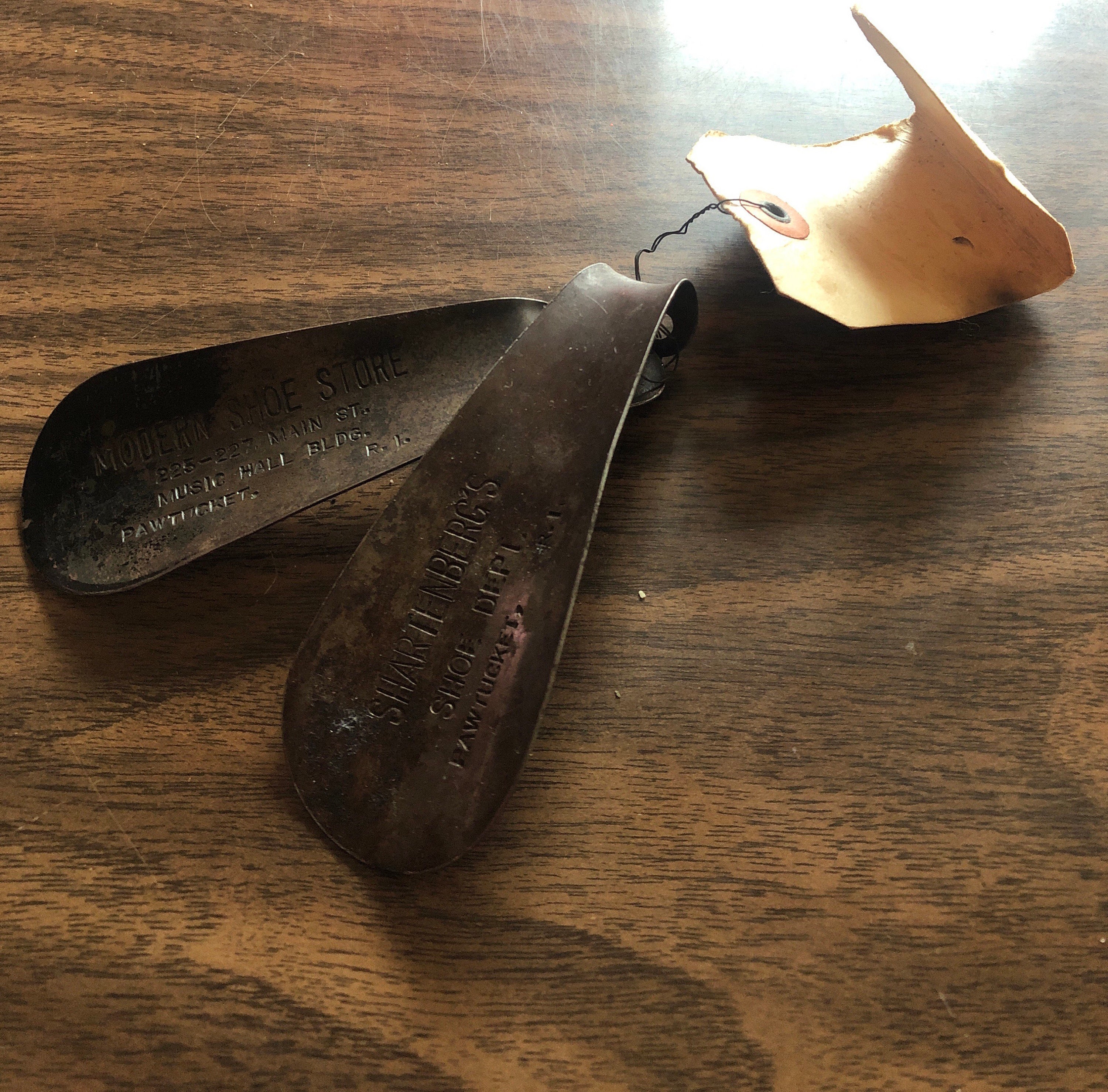 Vintage metal shoe insole shoehorn engraved Modern Shoe Store Etsy