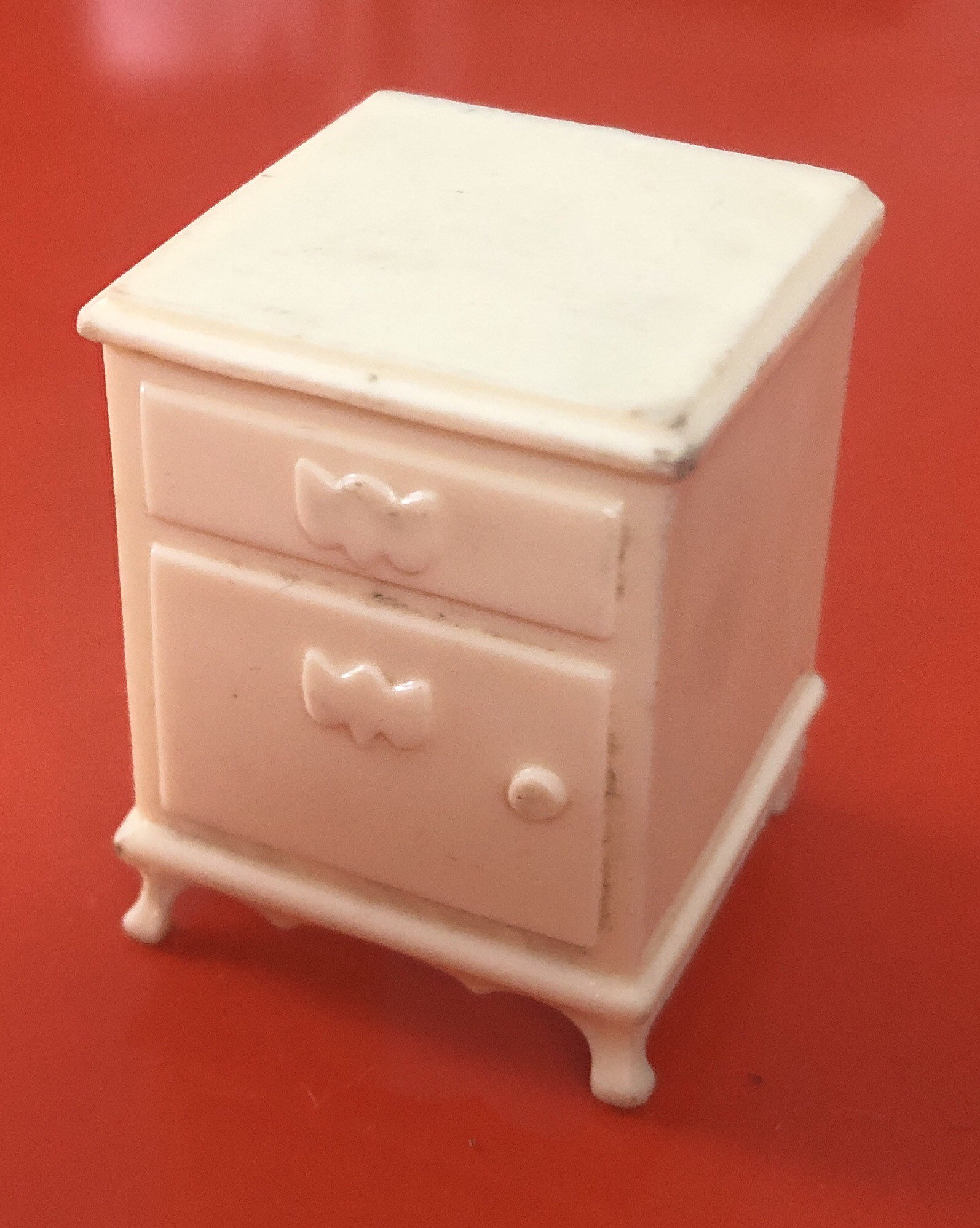 Vintage Ideal white plastic dollhouse furniture nightstand Etsy