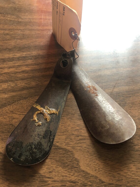 Vintage metal shoe insole shoehorn engraved Modern Sh… Gem