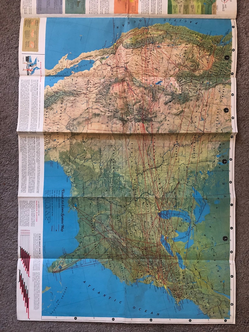 Vintage Air Atlas United Air Lines 1970s map brochure pamphlet