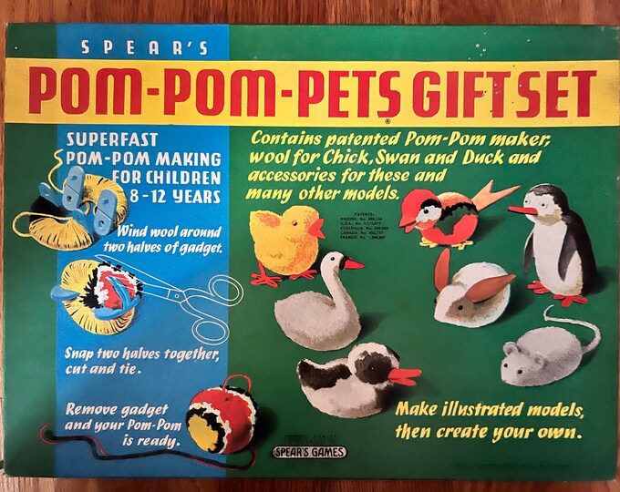 Spears Pom Pom Pets Gift Set, Retro Pompom Craft Kits, Vintage Yarn ...