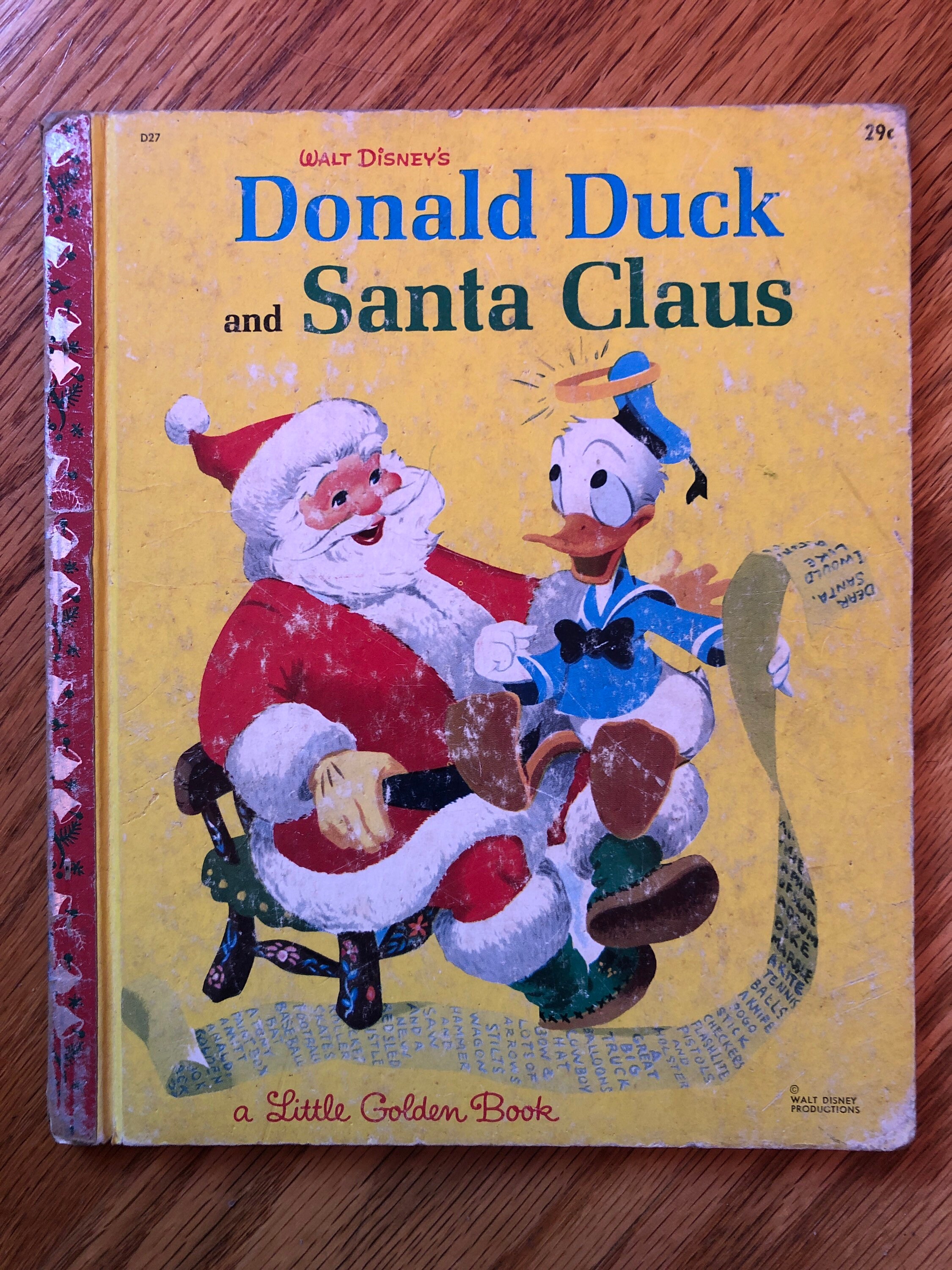 1952 Walt Disney Donald Duck and Santa Claus Little Golden Book 