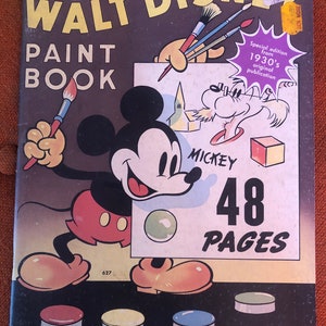 1937 1939 vintage The Walt Disney Paint Book 48 pages coloring book Mickey Mouse Whitman Publishing unused