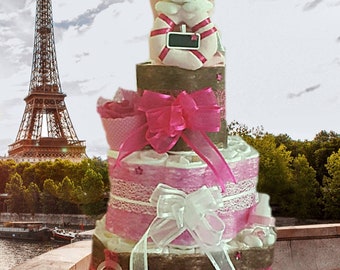 magnifique diaper cake rose pour fille