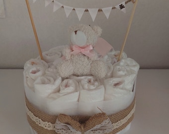 diaper cake for girl "Cute Teddy Bear"