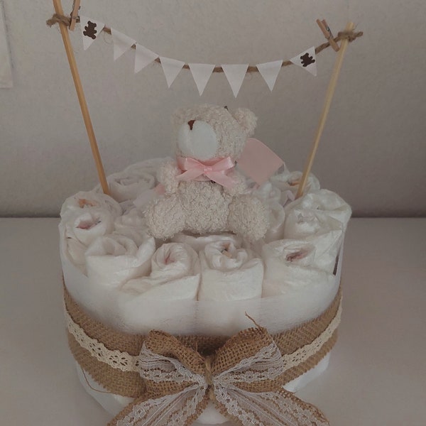 gâteau de couche pour fille"Ourson mignon"