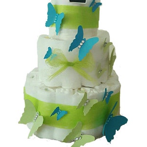 Gâteau de couche pour garçon "envolée  de papillons "