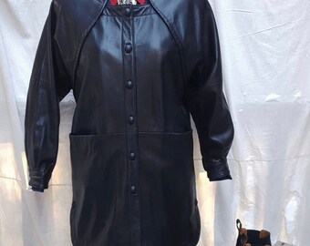 1980's. Neto, black leather coat