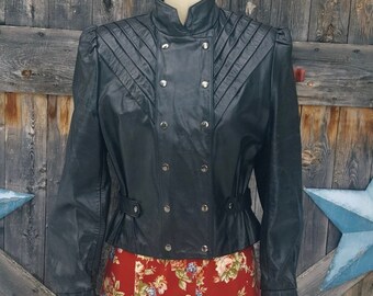 1970's black leather jacket, glam rock