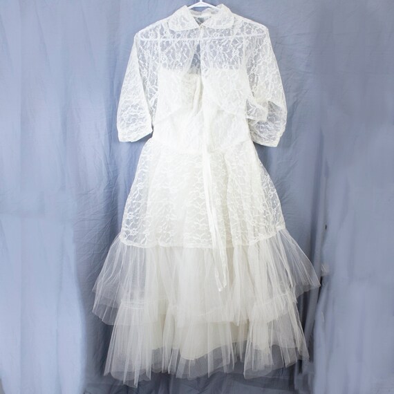 1950 S Mid Length Wedding Dress With Caplet Cropped Etsy