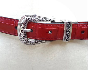 Reversible Red and Black , genuine leather belt, women’s size 32