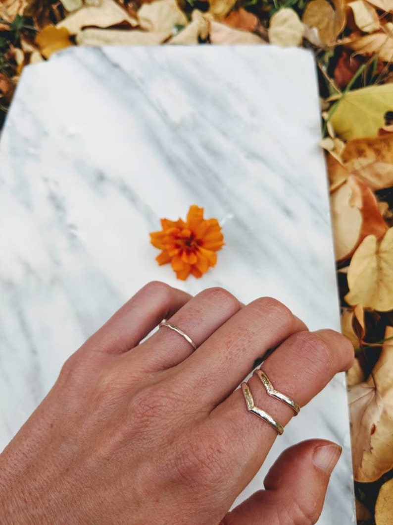sterling silver gifts for her handmade 2 Stackable rings arrow point rings woman hammered