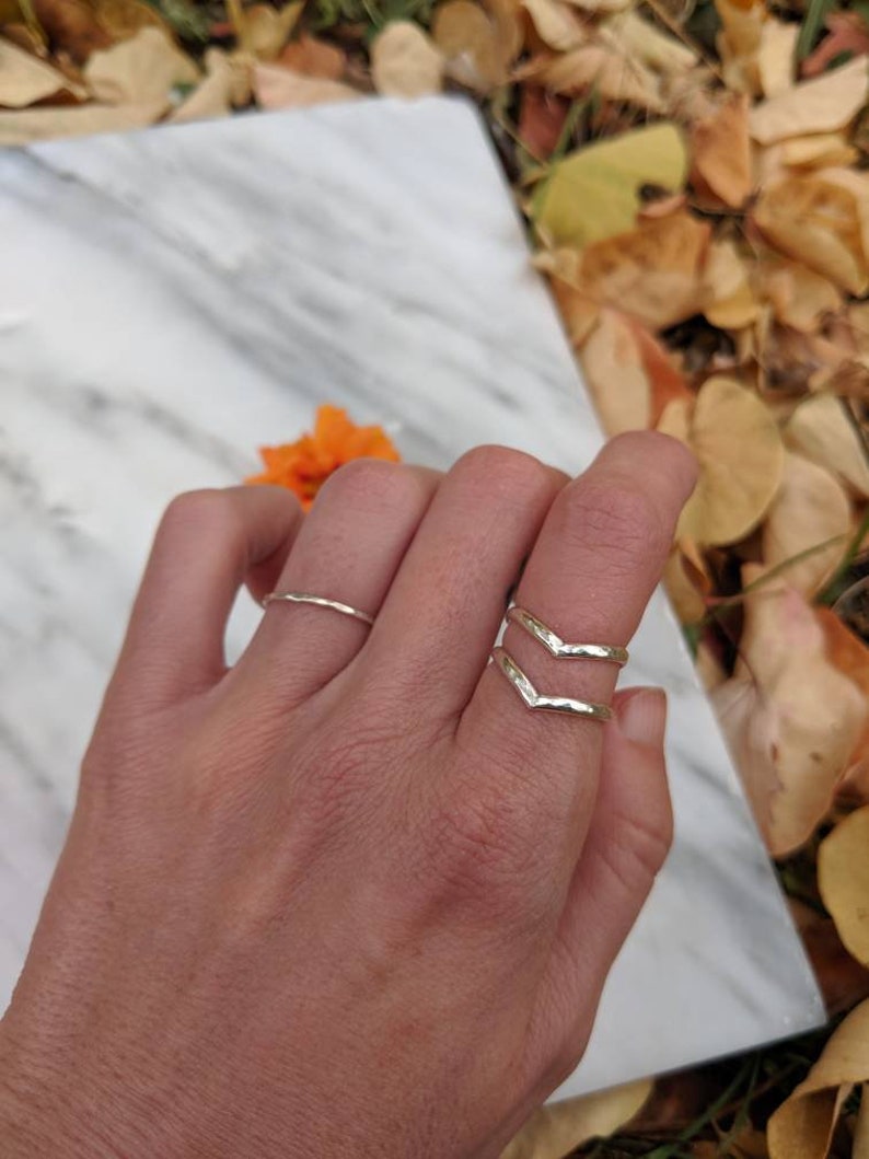 sterling silver gifts for her handmade 2 Stackable rings arrow point rings woman hammered