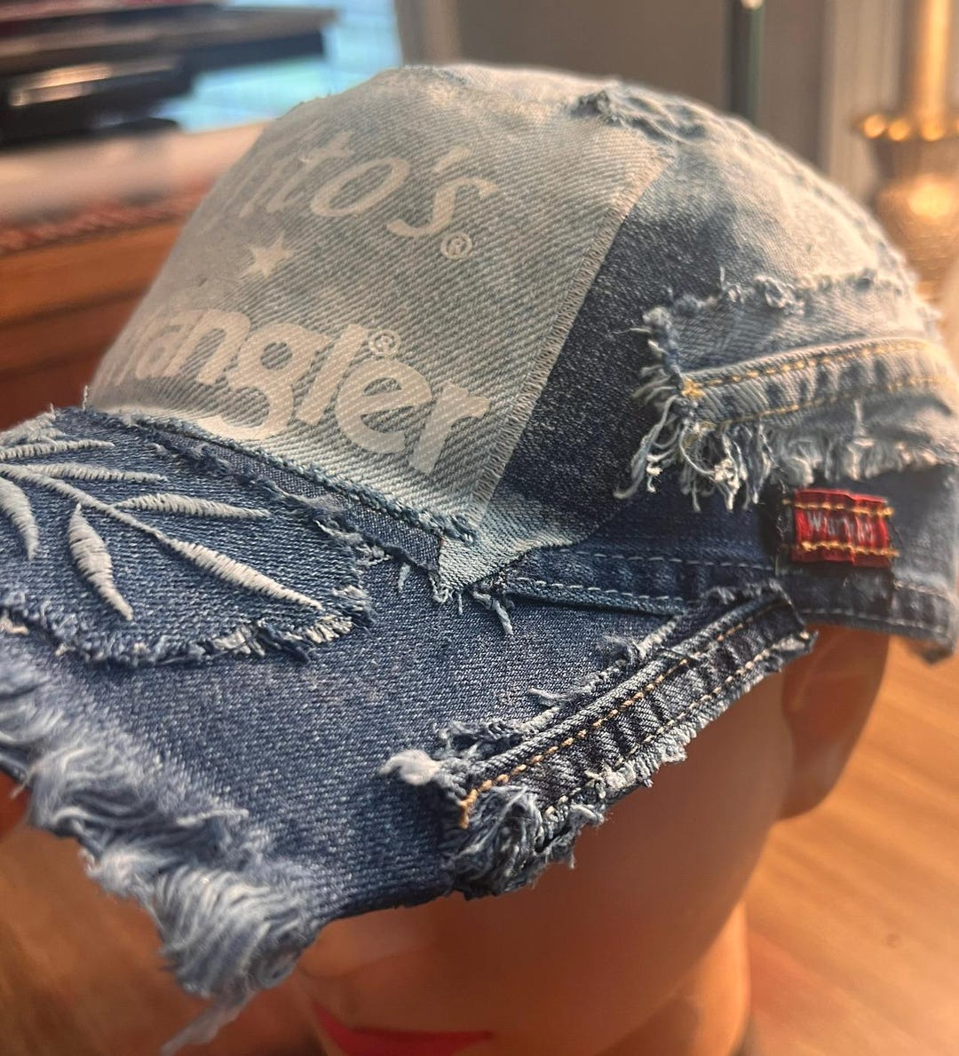 Upcycled Denim Ball Cap, Patchwork Tito's Wrangler Hat, Boho Country ...