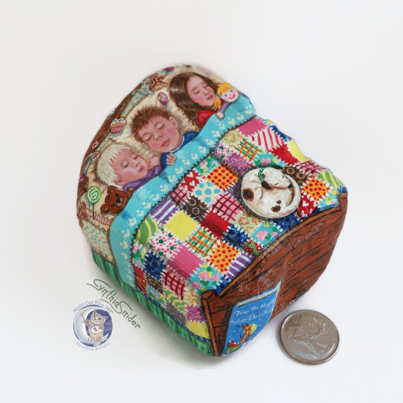 Christmas Painted Rock, Night Before Christmas, Sugar Plums, Christmas