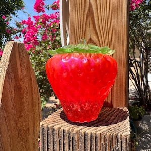 Strawberry Jar - Ready To Ship - Jewelry Jar - cottagecore- flower bowl - epoxy resin jar - garden decor - Strawberry trinket box -