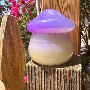 Purple & white Mushroom Jar- Ready To Ship - Jewelry Jar - cottagecore- whimsigoth- flower bowl - epoxy resin mushroom