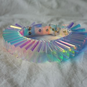 MINI PVC Iridescent Clown collar / elizabethan Ruff / transparent PVC / Circus / Pierrot / Jester / Goth / Drag / Club Kid