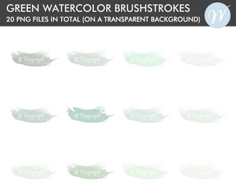 Green Watercolor Brushstrokes, Green Watercolor Backgrounds, Watercolor Brushstrokes, Mint, Watercolor Strokes,Overlays, Watercolor Splashes