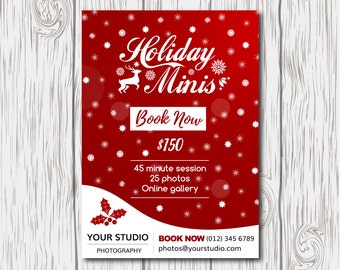 Holiday Mini Session Template, Christmas Mini Session Template, Photography Marketing Template, Holiday Marketing Template, Photographer,Red