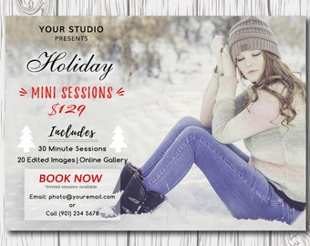Holiday Mini Session Template for Photographers,Photography Marketing Board,Christmas Minis,5x7" Digital Card,Photography Marketing Template