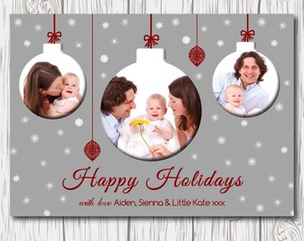 Holiday Card Template, Christmas Card Template, Photo Card for Photographers ,Photography Marketing Template,Holiday Marketing Template,Grey