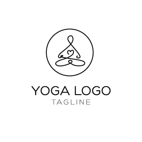 Yoga Logo Meditation Logo Lotus Pose Circle Logo Heart Etsy