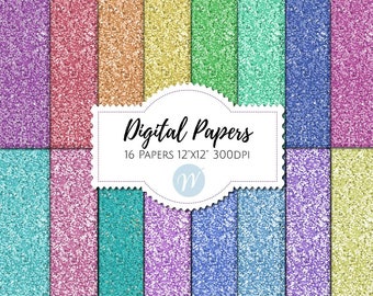 Glitter Digital Paper, Purple, Blue, Green, Gold, Red,Pink, Orange, Yellow, Teal, Rainbow, Pastel, Glitter Scrapbook Paper, Glitter Textures
