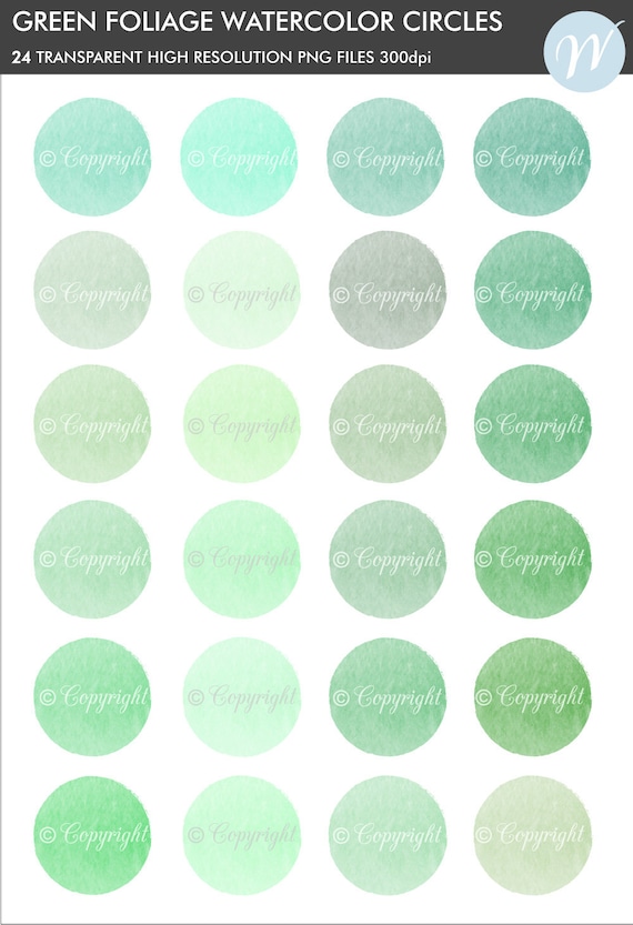 Green Watercolor Circles Watercolor Circles Watercolor - Etsy