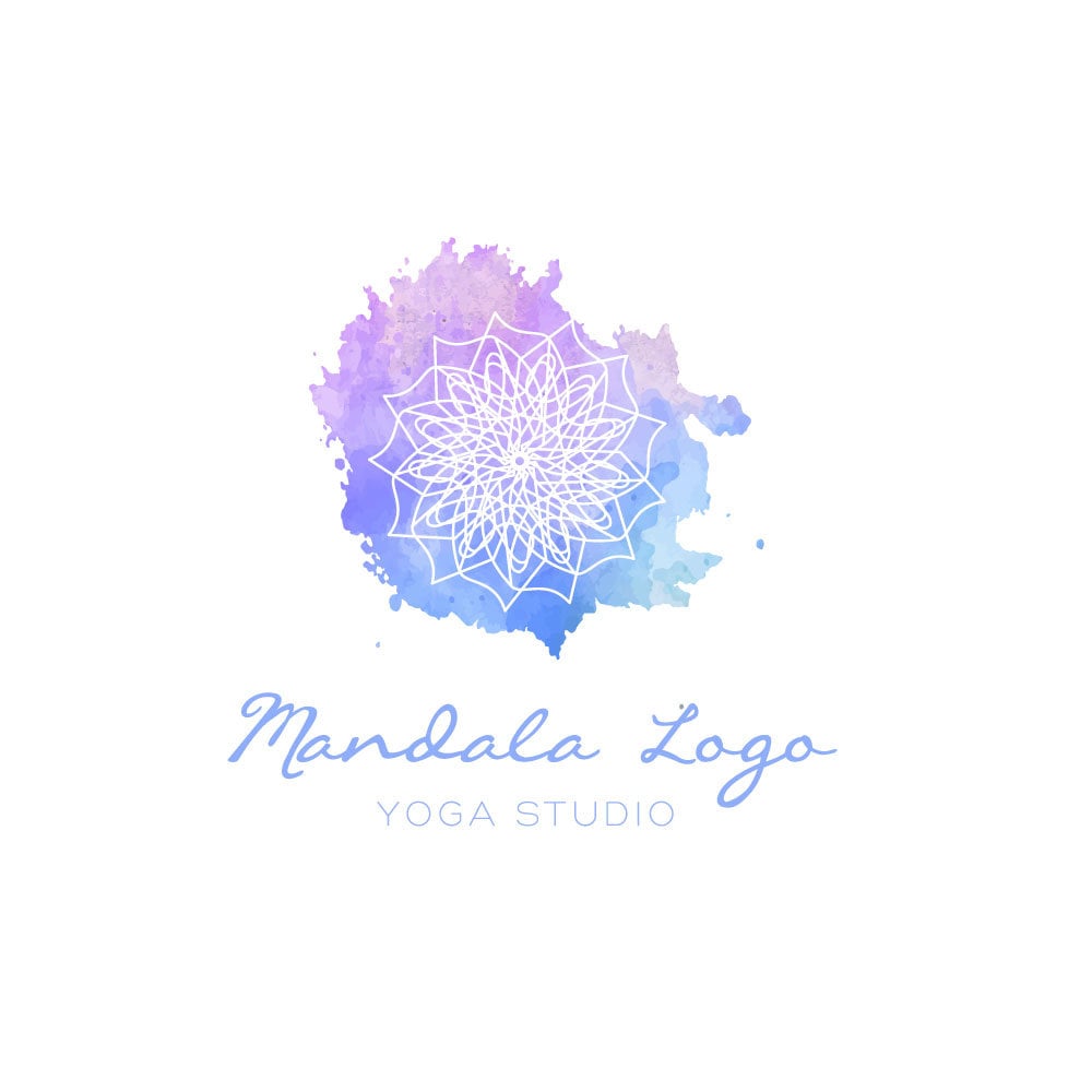 Mandala Logo Watercolor Logo Yoga Logo Flower Logo Healing | Etsy