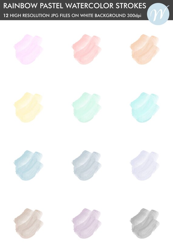 Watercolor Brushtrokes Rainbow Logo Background Watercolor Etsy