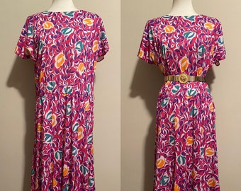 1980’s Abstract Floral Midi Dress