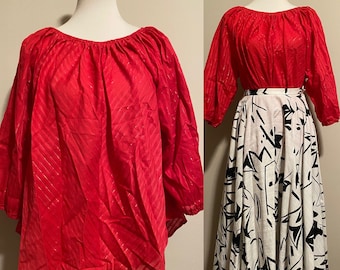 1970’s Red & Gold Lurex Peasant Blouse