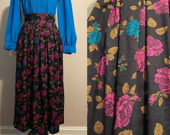 1980’s Pleated Floral Midi Skirt