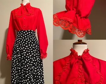 1970’s Western/Prairie Style Blouse w/ Bow